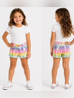 Circo Girls Rainbow Tie Dye Denim Shorts Colorful Summer Cut-Offs Medium